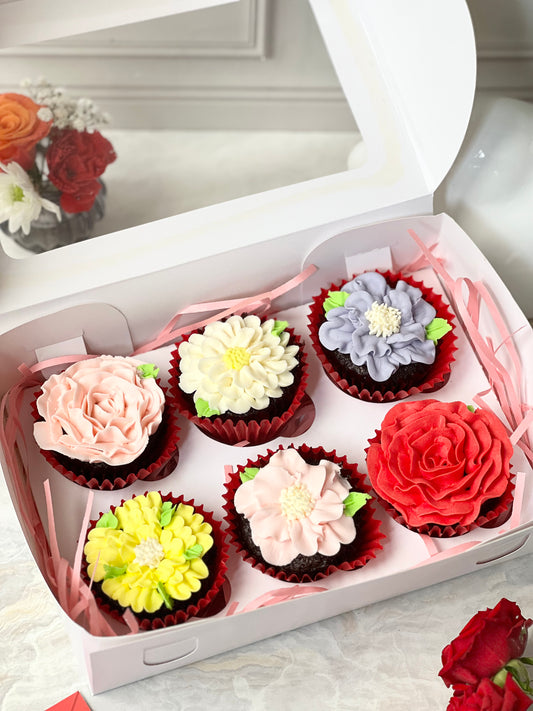 Caja 6 cupcakes florales